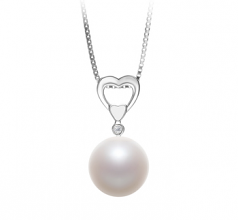 Gabrielle Blanc 10-11mm AAAA-qualité perles d'eau douce 925/1000 Argent-pendentif en perles