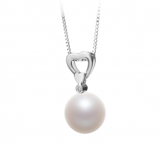 Gabrielle Blanc 10-11mm AAAA-qualité perles d'eau douce 925/1000 Argent-pendentif en perles