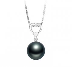 Gabrielle Noir 10-11mm AAA-qualité de Tahiti 925/1000 Argent-pendentif en perles