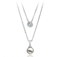 Ramona Blanc 7-8mm AA-qualité Akoya du Japon 925/1000 Argent-Collier de perles