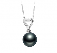 Gabrielle Noir 10-11mm AAA-qualité de Tahiti 925/1000 Argent-pendentif en perles