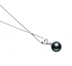Gabrielle Noir 10-11mm AAA-qualité de Tahiti 925/1000 Argent-pendentif en perles