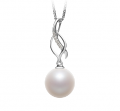 Leah Blanc 10-11mm AAAA-qualité perles d'eau douce 925/1000 Argent-pendentif en perles