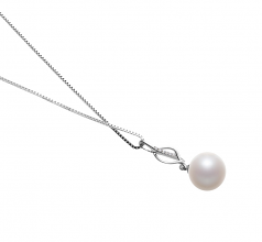 Leah Blanc 10-11mm AAAA-qualité perles d'eau douce 925/1000 Argent-pendentif en perles