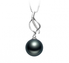 Leah Noir 10-11mm AAA-qualité de Tahiti 925/1000 Argent-pendentif en perles