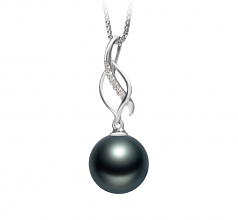 Leah Noir 10-11mm AAA-qualité de Tahiti 925/1000 Argent-pendentif en perles