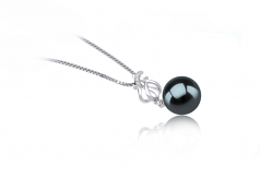 Merina Noir 9-10mm AAA-qualité de Tahiti 925/1000 Argent-pendentif en perles