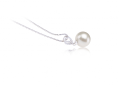 Karen Blanc 9-10mm AAAA-qualité perles d'eau douce 925/1000 Argent-pendentif en perles