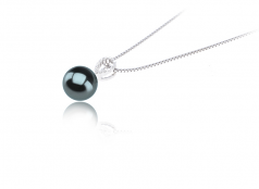 Karen Noir 9-10mm AAA-qualité de Tahiti 925/1000 Argent-pendentif en perles