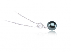 Karen Noir 9-10mm AAA-qualité de Tahiti 925/1000 Argent-pendentif en perles
