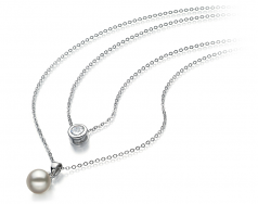 Ramona Blanc 7-8mm AA-qualité Akoya du Japon 925/1000 Argent-Collier de perles