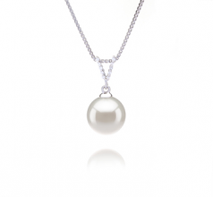 Vondra Blanc 9-10mm AAAA-qualité perles d'eau douce 925/1000 Argent-pendentif en perles