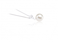 Vondra Blanc 9-10mm AAAA-qualité perles d'eau douce 925/1000 Argent-pendentif en perles