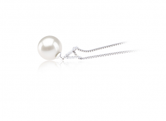 Vondra Blanc 9-10mm AAAA-qualité perles d'eau douce 925/1000 Argent-pendentif en perles