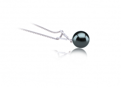 Vondra Noir 9-10mm AAA-qualité de Tahiti 925/1000 Argent-pendentif en perles