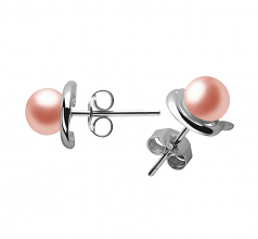 Dauphin Rose 5-6mm AAA-qualité perles d'eau douce 925/1000 Argent-Boucles d'oreilles en perles