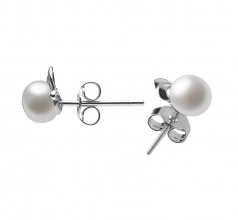 Aria Blanc 5-6mm AAA-qualité perles d'eau douce 925/1000 Argent-Boucles d'oreilles en perles