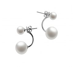 Zelda Blanc 6-11mm AAA-qualité perles d'eau douce 925/1000 Argent-Boucles d'oreilles en perles