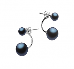Zelda Noir 6-11mm AAA-qualité perles d'eau douce 925/1000 Argent-Boucles d'oreilles en perles