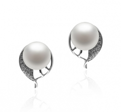 Carina Blanc 7-8mm AA-qualité perles d'eau douce 925/1000 Argent-Boucles d'oreilles en perles