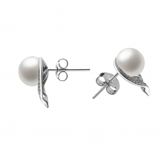 Carina Blanc 7-8mm AA-qualité perles d'eau douce 925/1000 Argent-Boucles d'oreilles en perles