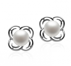 Bella Blanc 7-8mm AA-qualité perles d'eau douce 925/1000 Argent-Boucles d'oreilles en perles