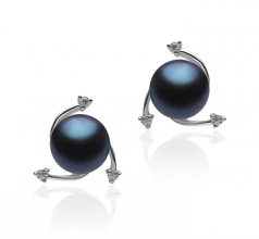 Selene Noir 7-8mm AA-qualité perles d'eau douce 925/1000 Argent-Boucles d'oreilles en perles