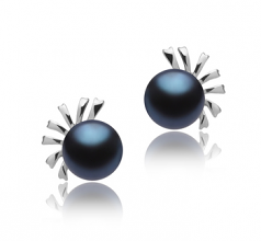 Marissa Noir 7-8mm AA-qualité perles d'eau douce 925/1000 Argent-Boucles d'oreilles en perles