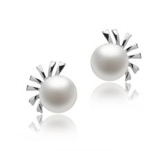 Marissa Blanc 7-8mm AA-qualité perles d'eau douce 925/1000 Argent-Boucles d'oreilles en perles