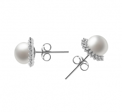 Louisa Blanc 7-8mm AA-qualité perles d'eau douce 925/1000 Argent-Boucles d'oreilles en perles