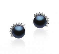 Louisa Noir 7-8mm AA-qualité perles d'eau douce 925/1000 Argent-Boucles d'oreilles en perles
