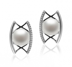 Odelia Blanc 8-9mm AAA-qualité perles d'eau douce 925/1000 Argent-Boucles d'oreilles en perles
