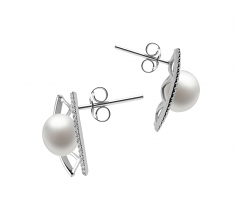 Odelia Blanc 8-9mm AAA-qualité perles d'eau douce 925/1000 Argent-Boucles d'oreilles en perles