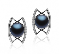 Odelia Noir 8-9mm AAA-qualité perles d'eau douce 925/1000 Argent-Boucles d'oreilles en perles