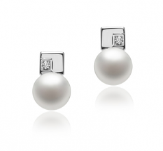 Lolly Blanc 8-9mm AAA-qualité perles d'eau douce 925/1000 Argent-Boucles d'oreilles en perles