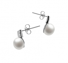 Lolly Blanc 8-9mm AAA-qualité perles d'eau douce 925/1000 Argent-Boucles d'oreilles en perles
