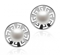 Noé Blanc 8-9mm AAA-qualité perles d'eau douce 925/1000 Argent-Boucles d'oreilles en perles