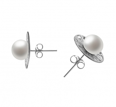 Noé Blanc 8-9mm AAA-qualité perles d'eau douce 925/1000 Argent-Boucles d'oreilles en perles