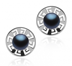 Noé Noir 8-9mm AAA-qualité perles d'eau douce 925/1000 Argent-Boucles d'oreilles en perles