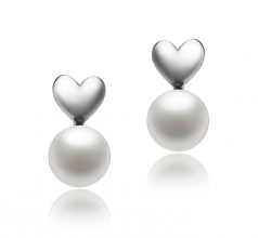 Coeur Blanc 8-9mm AAA-qualité perles d'eau douce 925/1000 Argent-Boucles d'oreilles en perles