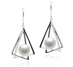 Fabrice Blanc 10-11mm AA-qualité perles d'eau douce 925/1000 Argent-Boucles d'oreilles en perles