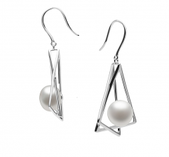 Fabrice Blanc 10-11mm AA-qualité perles d'eau douce 925/1000 Argent-Boucles d'oreilles en perles