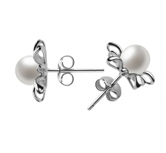Jamelia Blanc 6-7mm AAAA-qualité perles d'eau douce 925/1000 Argent-Boucles d'oreilles en perles