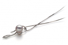 Jennifer Blanc 7-8mm AA-qualité Akoya du Japon 925/1000 Argent-pendentif en perles