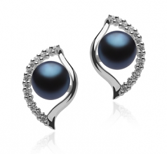 Lilia Noir 6-7mm AAAA-qualité perles d'eau douce 925/1000 Argent-Boucles d'oreilles en perles