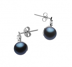 étoile Noir 7-8mm AAAA-qualité perles d'eau douce 925/1000 Argent-Boucles d'oreilles en perles
