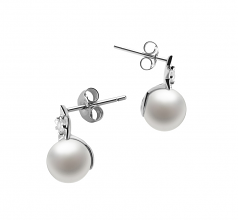 étoile Blanc 7-8mm AAAA-qualité perles d'eau douce 925/1000 Argent-Boucles d'oreilles en perles