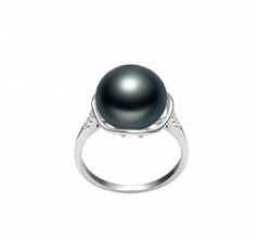 Kalina Noir 11-12mm AAA-qualité perles d'eau douce 925/1000 Argent-Bague perles