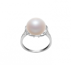 Kalina Blanc 11-12mm AAA-qualité perles d'eau douce 925/1000 Argent-Bague perles
