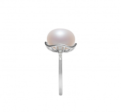 Kalina Blanc 11-12mm AAA-qualité perles d'eau douce 925/1000 Argent-Bague perles